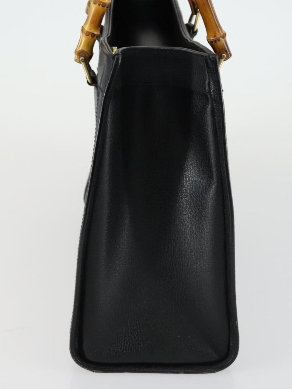 GUCCI Bamboo Hand Bag Leather Black Gold 002 1186 0260 Auth 156902 - Picture 4 of 16